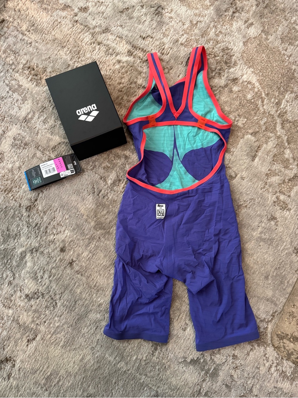 Arena Open Back Tech Suit Size 24 Coral and Purple - Picture 2 of 4